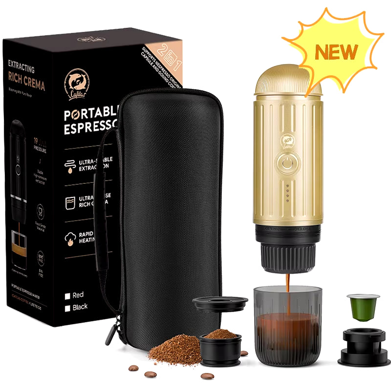 Wireless Electric Portable Espresso Coffee Machine for Car & Home Camping Coffee Maker 2 in 1 Capsule Powder Travel Coffee Maker