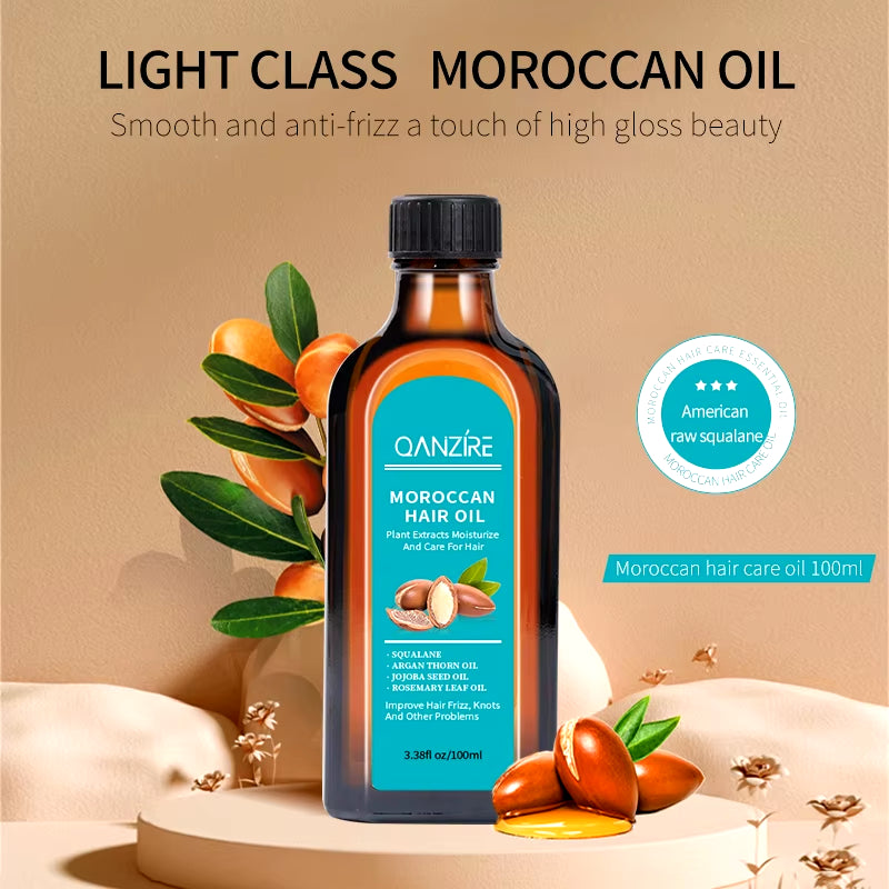 Moroccan Pure Argan Oil Hair Care Essential Oil Dye Damaged Soft Prevent Frizz Smooth Hair Long Lasting Fragrance for Woman100Ml