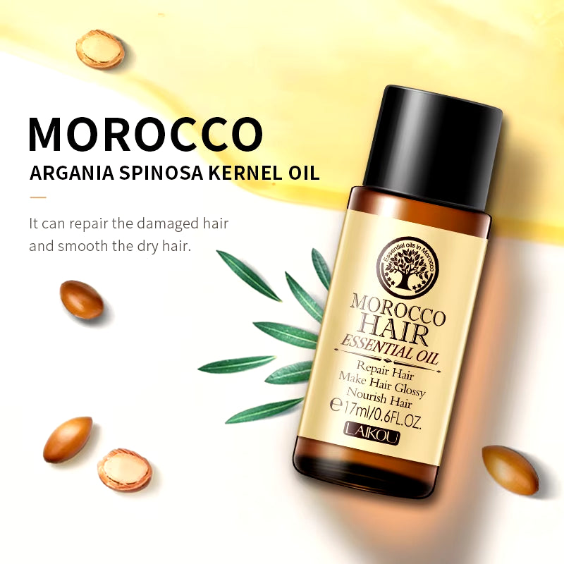 Pure Morocco Argan Hair Essential Oil Curly Treatment for Dry Damaged Hair Split Ends 17Ml