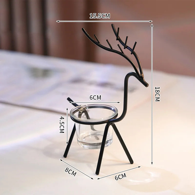 Reindeer Candlestick Tea Light Deer Metal Iron Candle Holders for Party Wedding Home Coffee Table Decor New Year Noel Gift