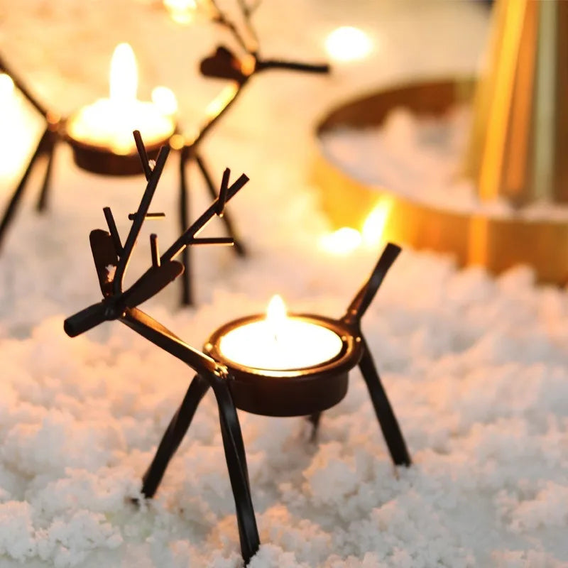 European Deer Candlestick Elk Candle Holder Table Decorative Handmade Iron Art Candlestick Home Desktop Decorations Ornaments