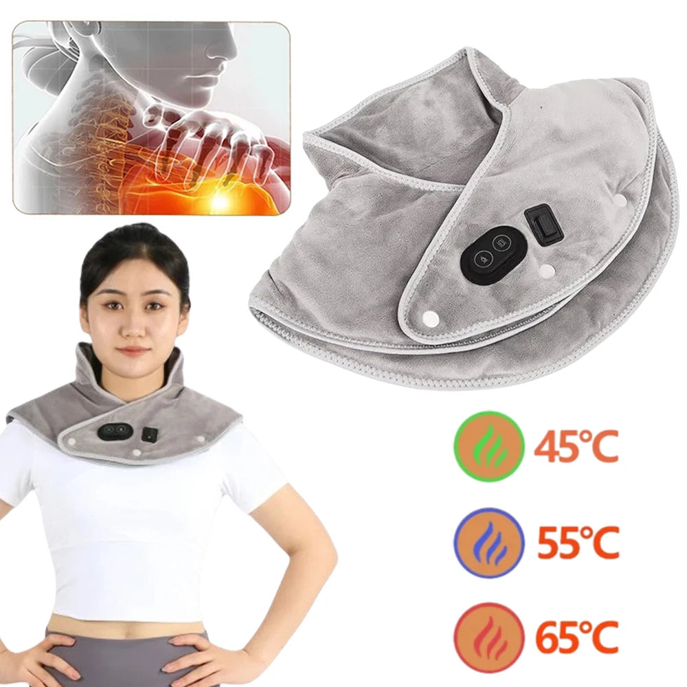 Electric Heating Shoulder Neck Pad Massager Three Gear Hot Compress Cervical Shawl Warmer USB for Shoulder Neck Back Relax Brace