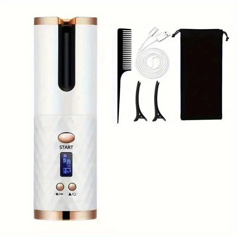 5000Mah LED Cordless Automatic Hair Curler, 6 Temperature and Timer Settings, Portable and Rechargeable, Fast Heating Iron for Adjustable Comfort Korean