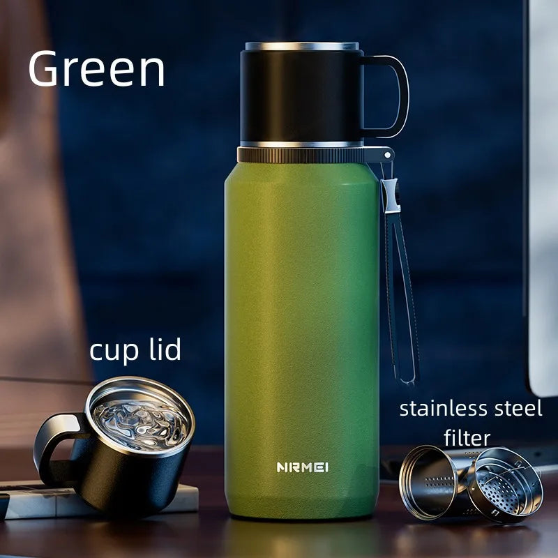 Double Wall Keep Hot and Cold Thermos Bottle Stainless Steel Insulated Bottles Vacuum Flask Large Thermos Cup with Tea Filter