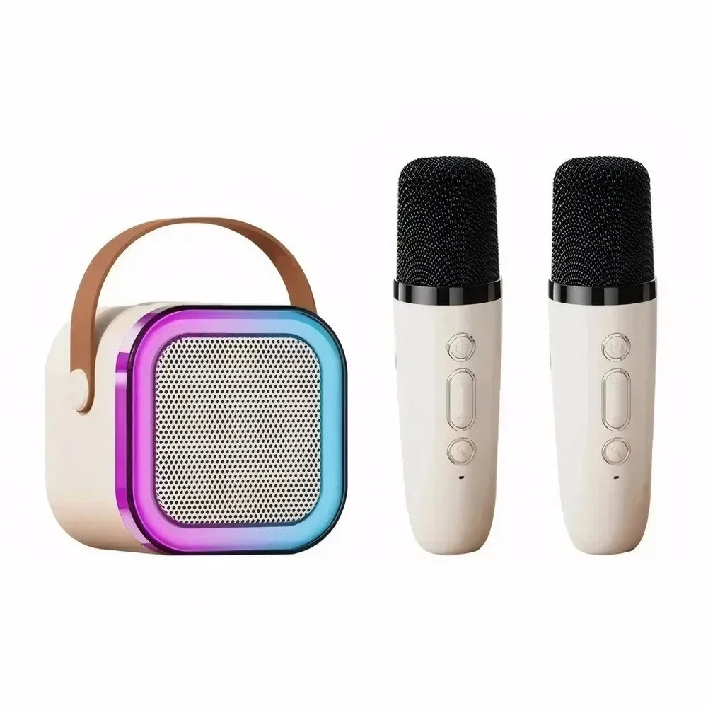 K12 Bluetooth Karaoke Machine Portable 5.3 PA Speaker System with 1-2 Wireless Microphones Home Family Singing Children'S Gifts