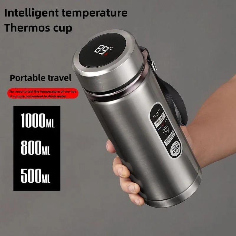 800Ml-1Liter Stainless Steel Thermos Bottle with LED Temperature Display Sus304 Tea Water Bottle Vacuum Flask Portable Cups