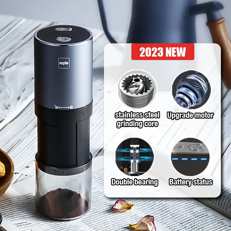 Electric Coffee Bean Grinder Small Grinder Stainless Steel Grinding Core Italian Hand Pour USB Rechargeable Coffee Grinder