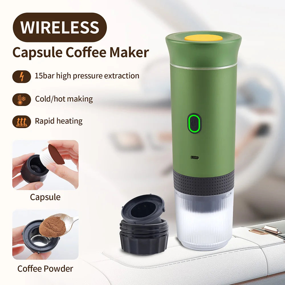 3-In-1 Portable Coffee Maker Espresso Coffee Maker for Car Home Camping Travel Capsule Powder Automatic Coffee Maker
