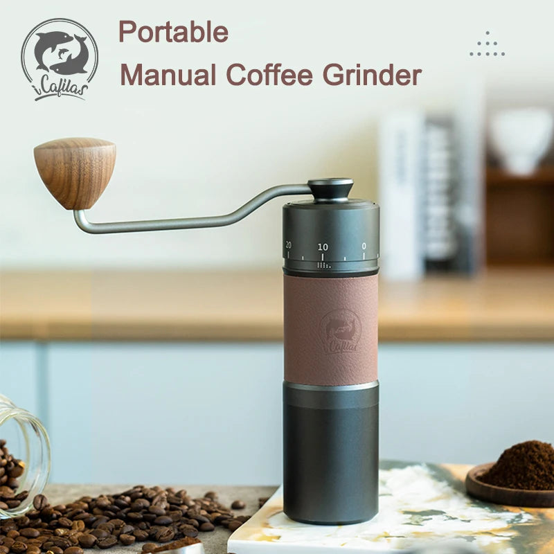 Manual Coffee Grinder 420 Stainless Steel 7-Core Burr Coffee Bean Grinder Adjustable Grinding Thickness anti Slip Pad Icafilas