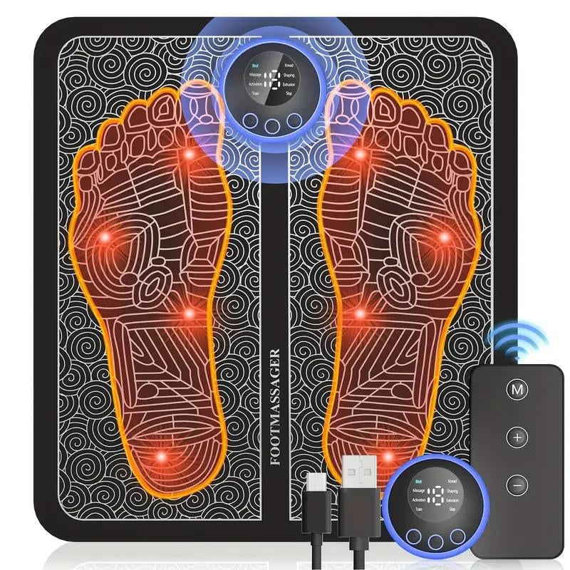Portable Foot Massage Pad with Remote Control - Foot Massager for Muscle Relaxation and Comfort