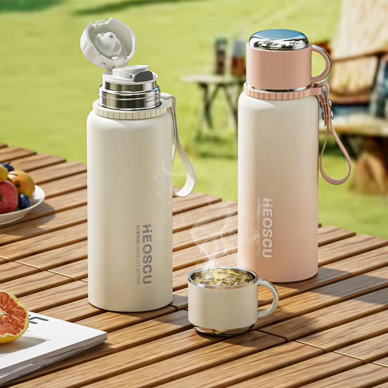 Stanless Steel Thermal Bottle with Tea Filter,Temperature Display Insulated Bottles Outdoor Portable Vacuum Flasks 600-1000ML