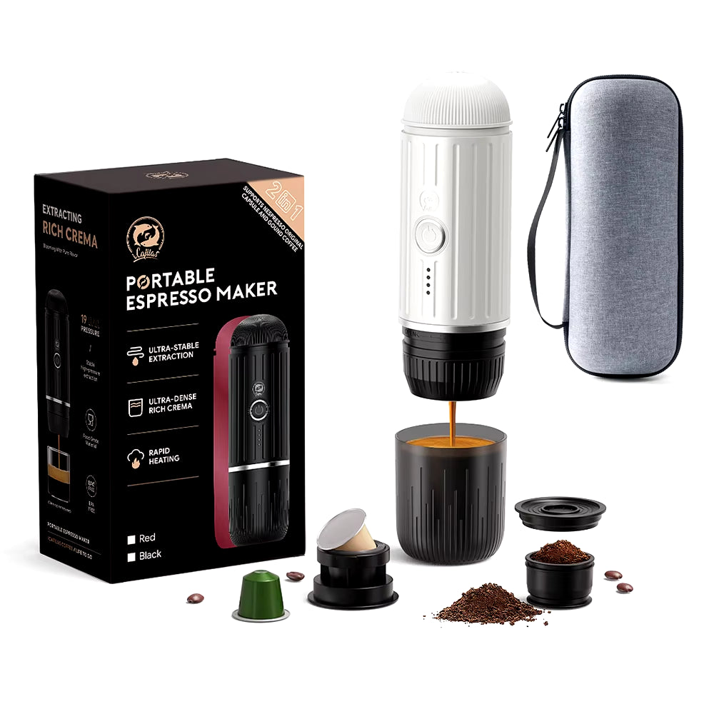 2 in 1 Portable Espresso Machine Coffee Maker Compatible with Nespresso Capsule Ground Coffee for Car Traval Camping Coffeeware