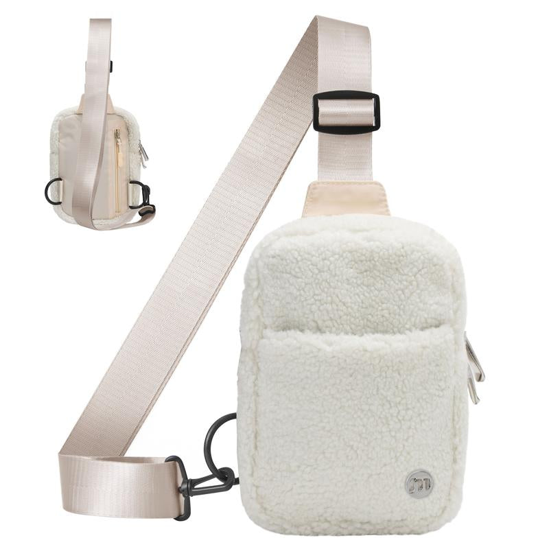 Mum'S Memory Fleece Small Crossbody Bags for Women Trendy with Two-Way Zipper - Sling Bag for Women - Sherpa Fanny Pack Crossbody - Chest Bag