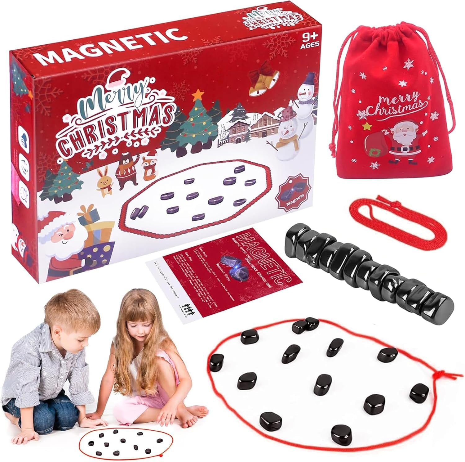 Jeu Magnétique De Table Pour Noël, Jeu D'Échecs Magnétique, Jeu De Société D'Échecs À Effet Magnétique, Jeu D'Échecs Éducatif, Échiquier Portable Pour Réunion De Famill, Voyages Et Camping