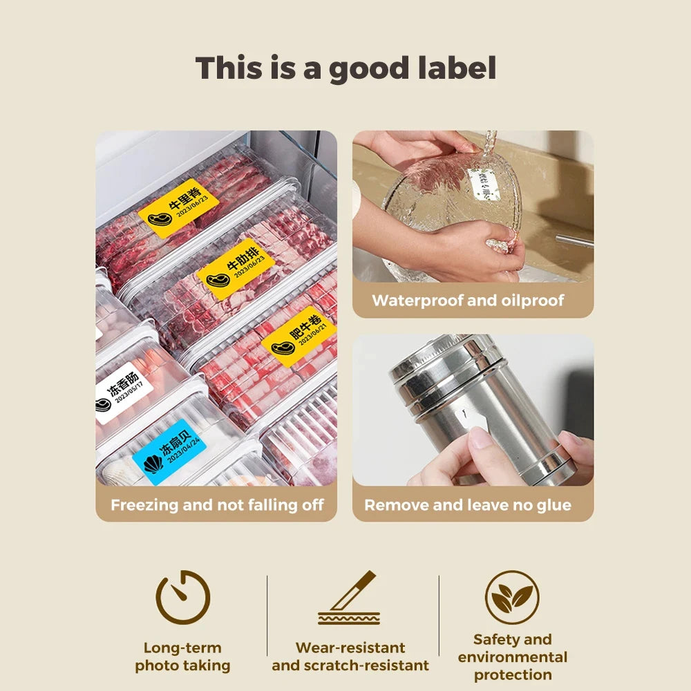 Thermal Printer Kitchen Frozen Label Paper Resistant to Low Temperatures down To-18°C Sticker Roll for B1 B21 B203 Label
